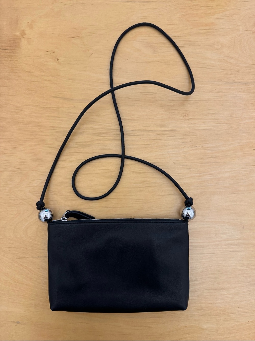 Loeffler Randall Yasmine Black Clutch with Silver Ball Detail
